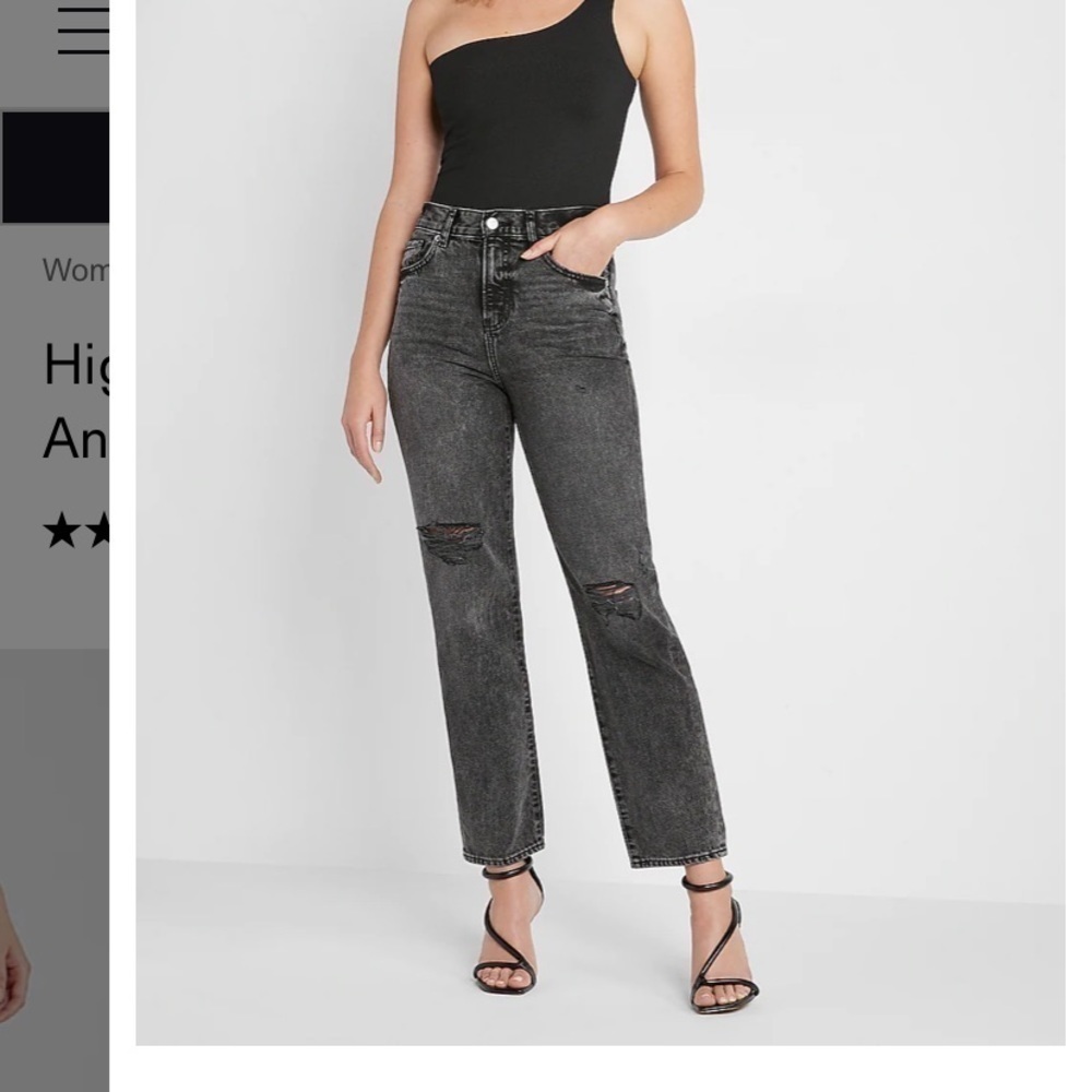 Express Black Straight Ankle High Rise Distressed